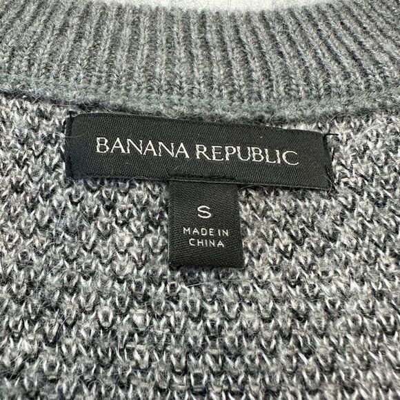 Banana Republic Oversized Plaid V Neck Pull Over Wool & Mohair Blend Sweater, S - Picture 7 of 11